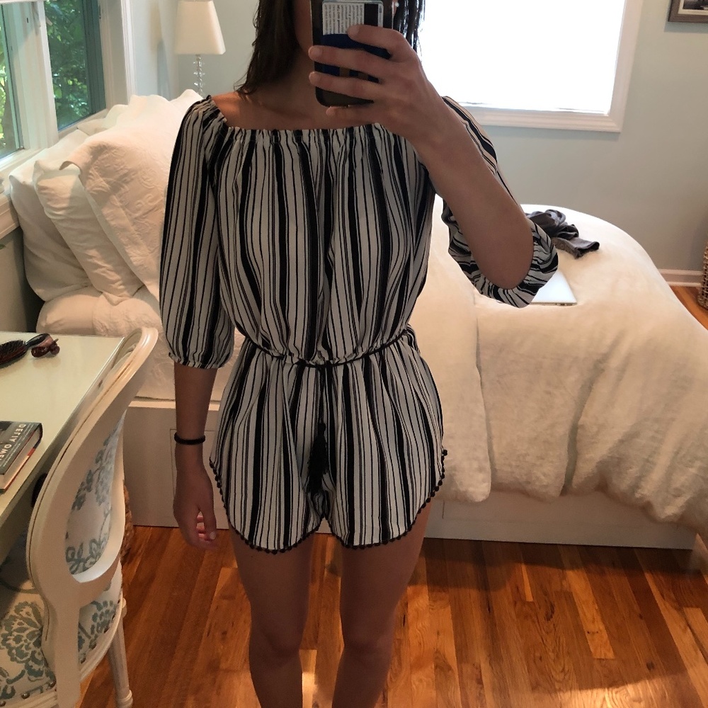 Black and White Stripped Romper